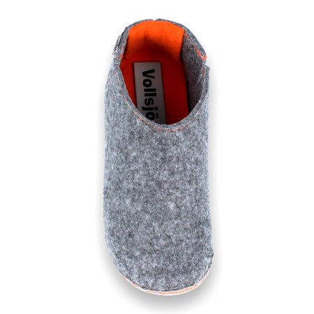 Vollsjö Women Slippers Made of Felt, House Shoes Light Gray Shoes For Ladies, Comfortable House Footwear, Felt Slippers, Casual Shoes, Home Slippers, Made in the EU, Light Grey-Orange