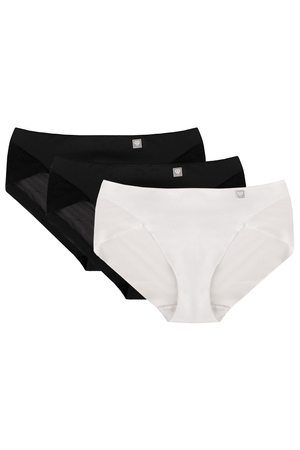 Wol-Bar 3 pack of women's briefs WB482, Black/Black/White