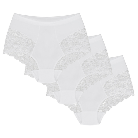 Wolbar Women's Sexy Shapewear Briefs Lace Panties High Waist WB184 3-pack, White