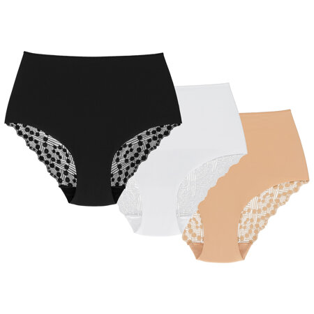 Wolbar high waisted briefs WB321 3-pack, Beige-White-Black