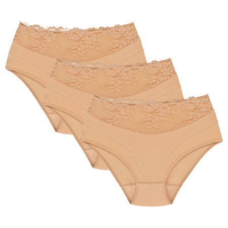 Wolbar ladies briefs with lace WB415 3-pack, Beige