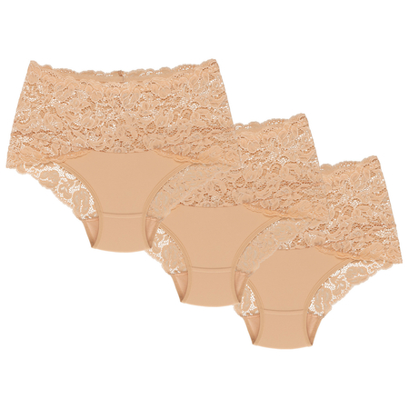 Wolbar women's lace WB414 briefs 3-pack, Beige