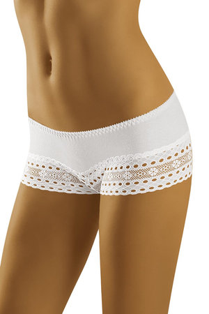 Gorteks Scarlet/Sz women's knickers shorts transparent lace sheer - made in  EU, White