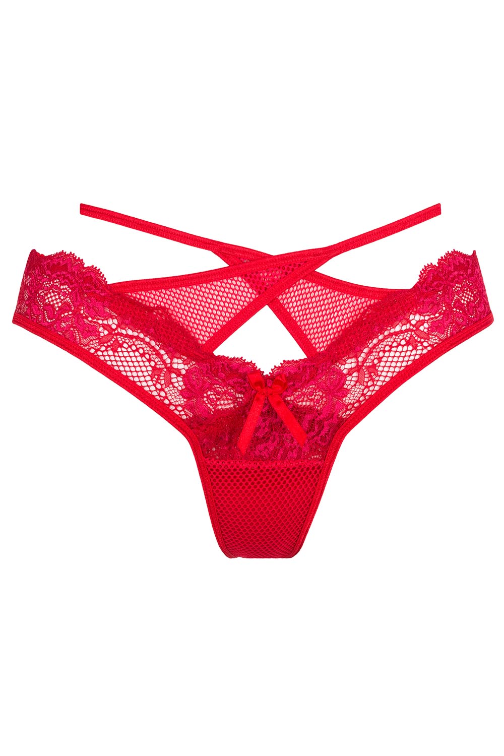 Axami V-6748 Rush women's thong with lace straps | Red
