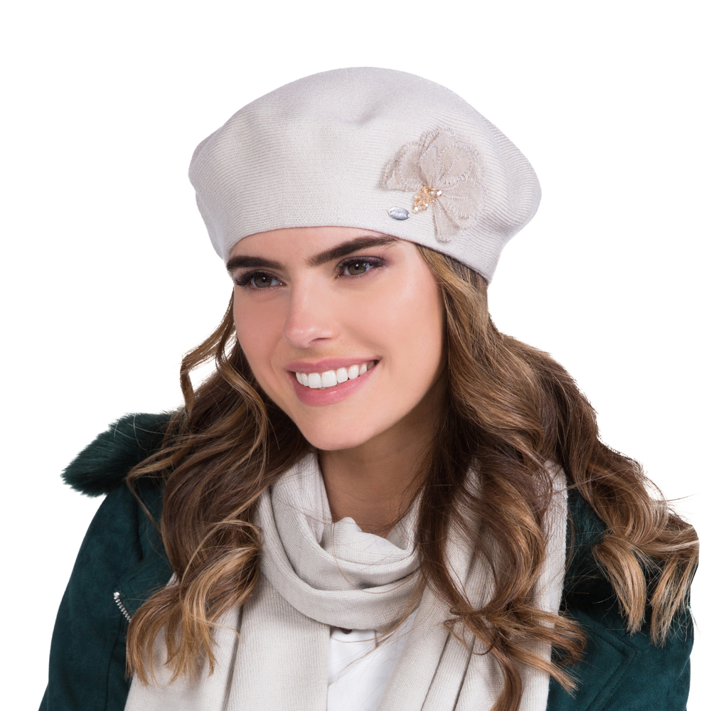 Kamea women's smooth warm floral beret Elza | Beige