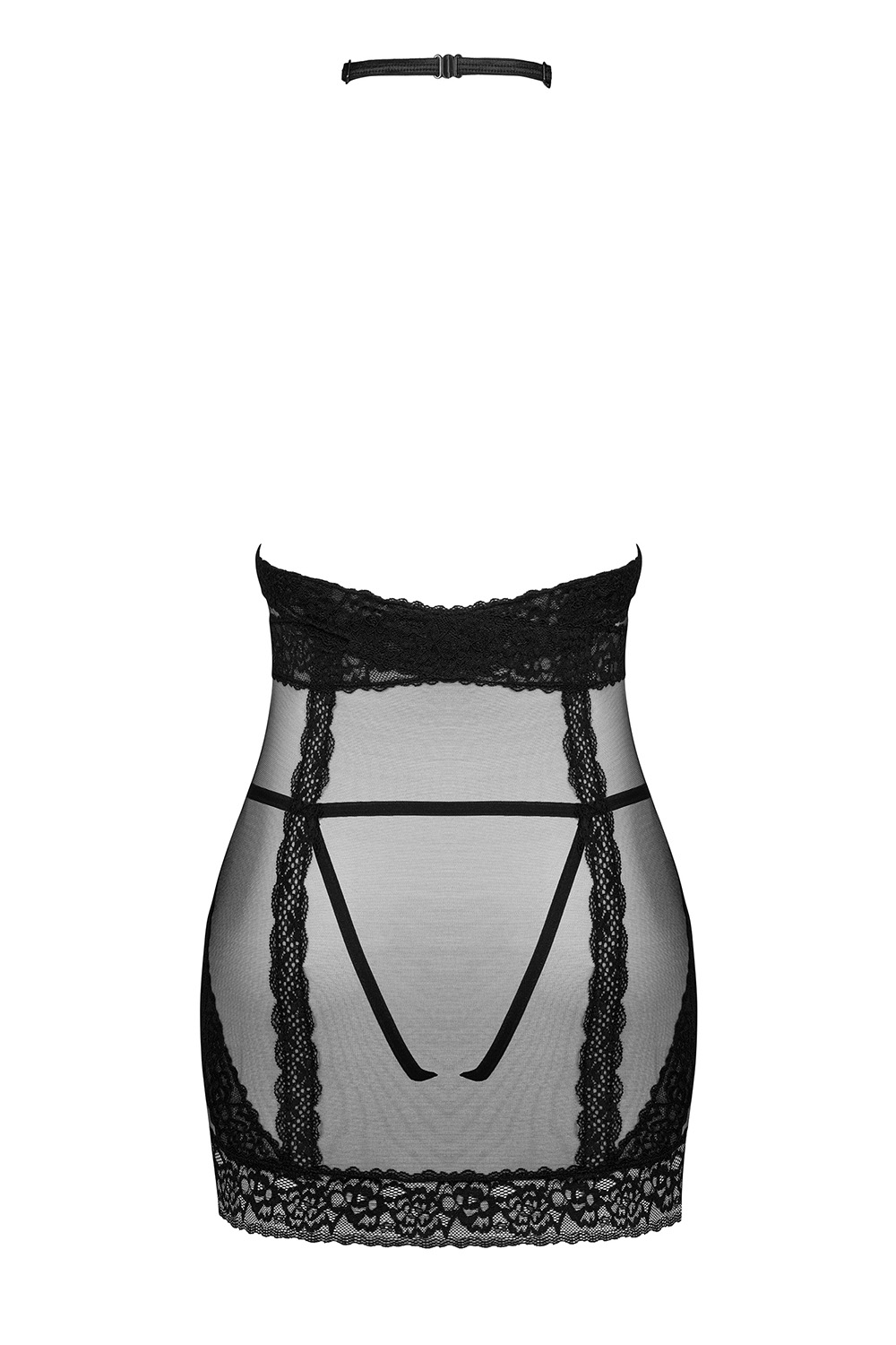 Obsessive sexy ladies lingerie set chemise nightdress+string Bowessa ,  Black