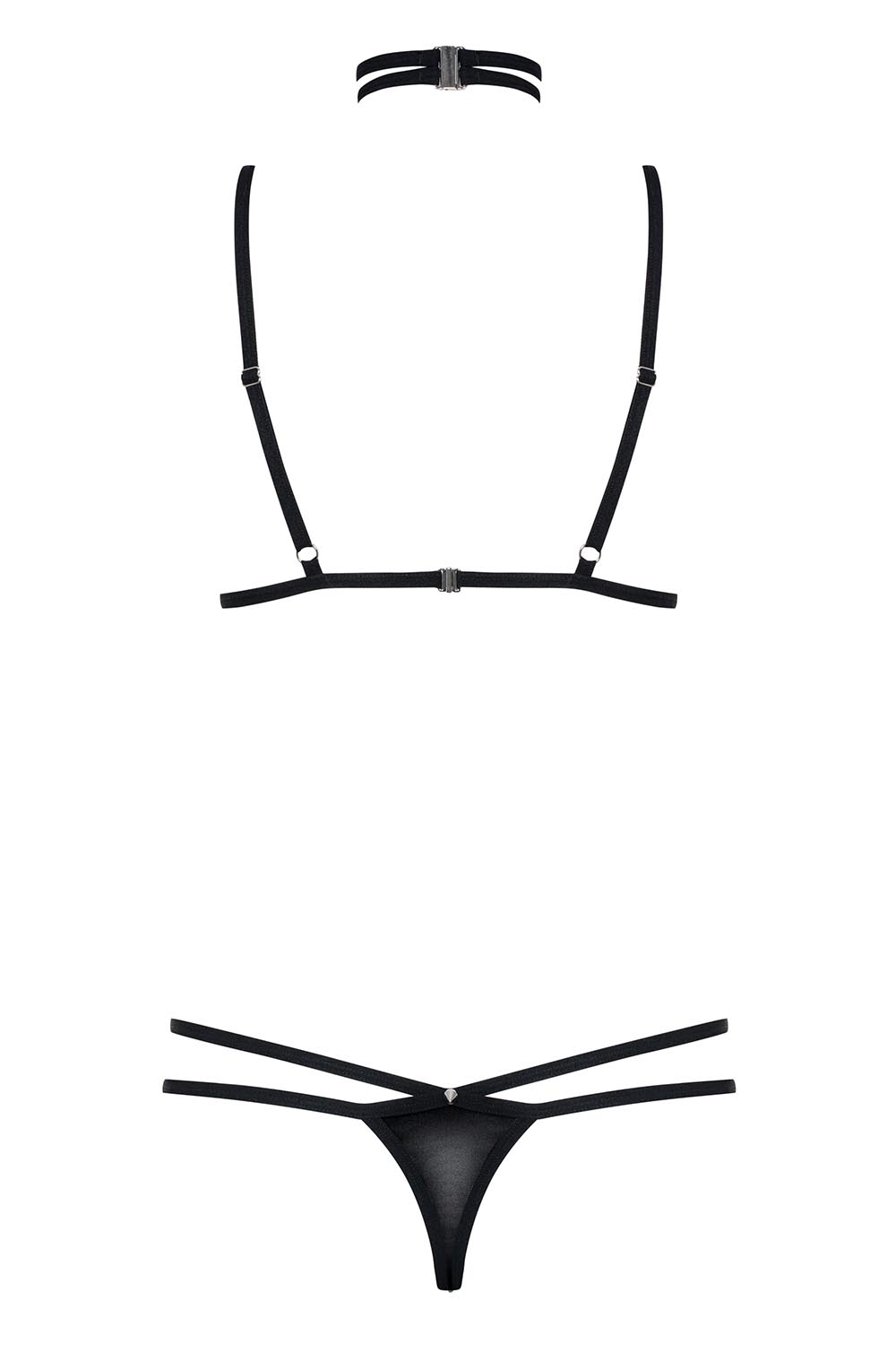 Obsessive sexy bra string collar set 823-SET-1 | Black