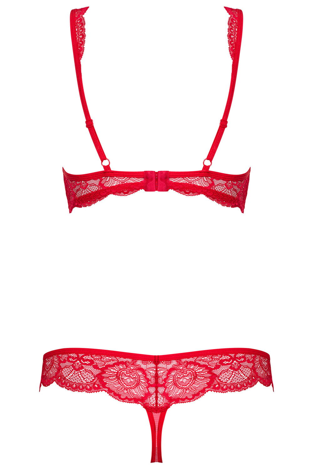 Obsessive women's sexy lace bra and thong set 853-SET-3 | Red