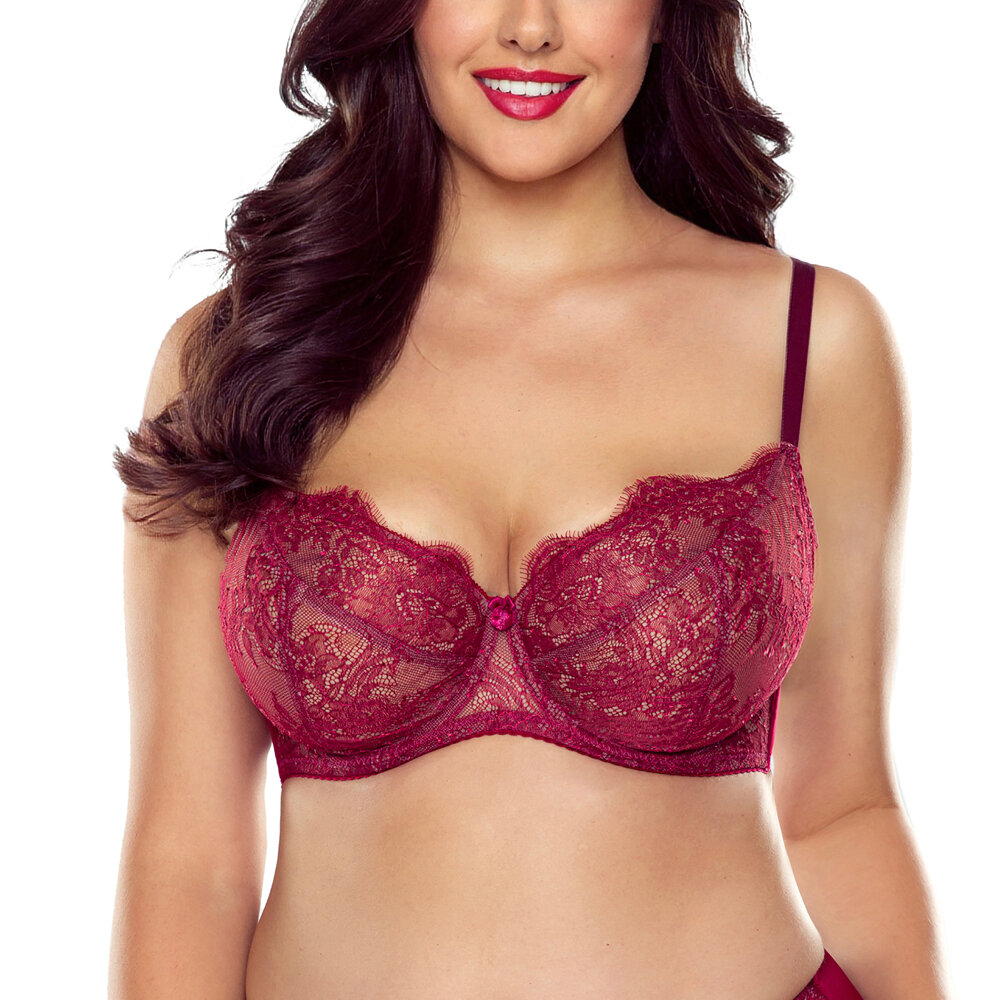 Vivisence underwired lace non padded bra 1059, Maroon