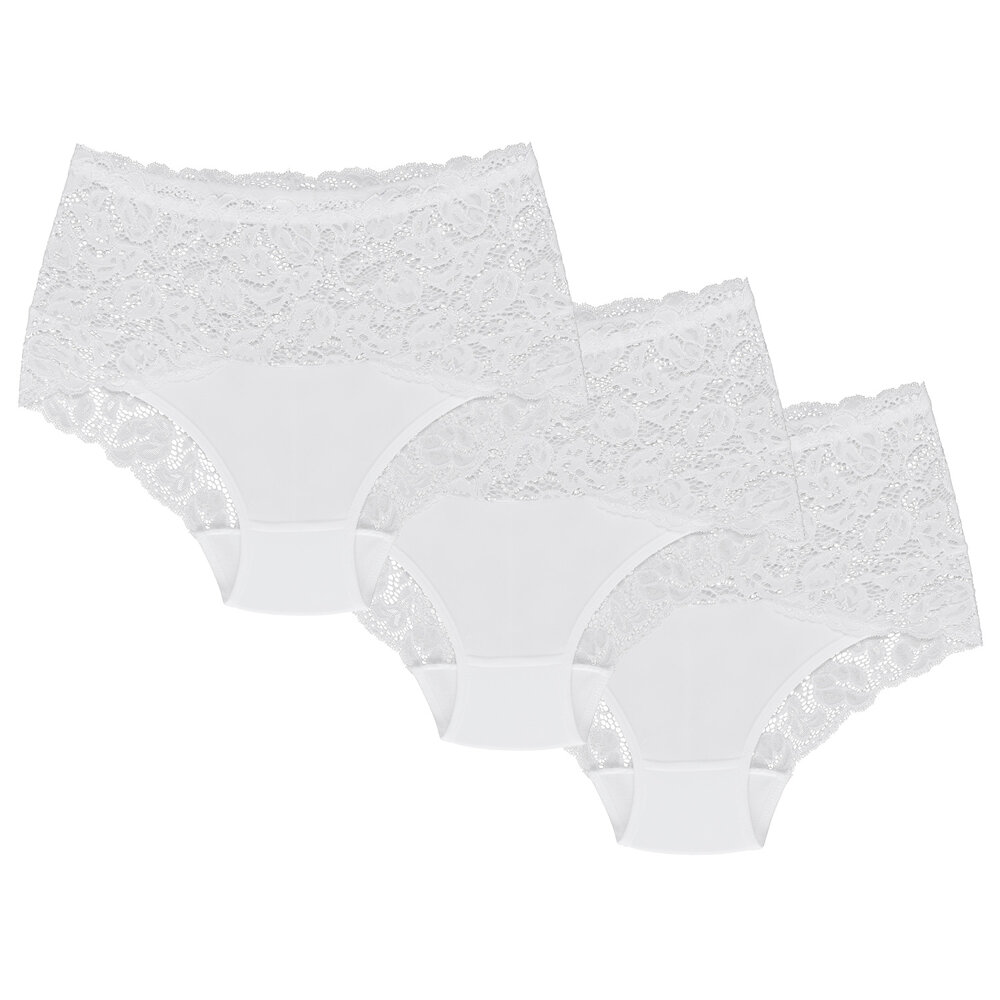 Wolbar women's lace WB414 briefs 3-pack, White