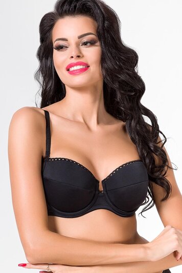 Alles Elena II U underwired padded bra smooth removable straps - made in EU, Black