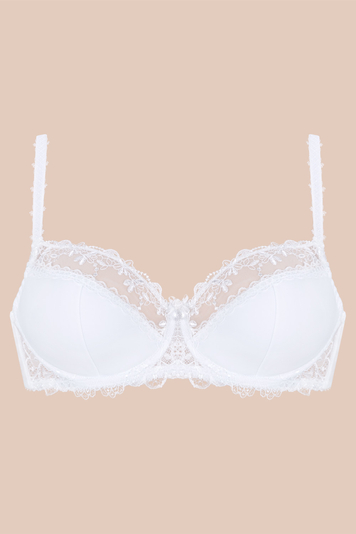 Ava 1030 underwired half padded full cup bra not separable regulated straps, White