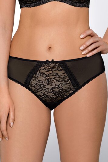 Ava 1396/S feminine lace thong (matching bra available) - made in EU, Black