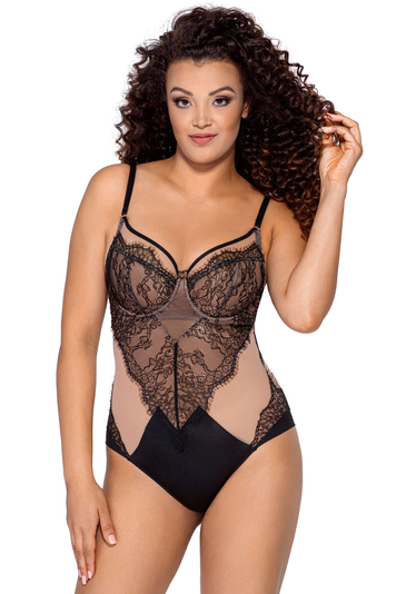 Ava soft underwired lace sexy bodysuit BD 021 Jardin, Black