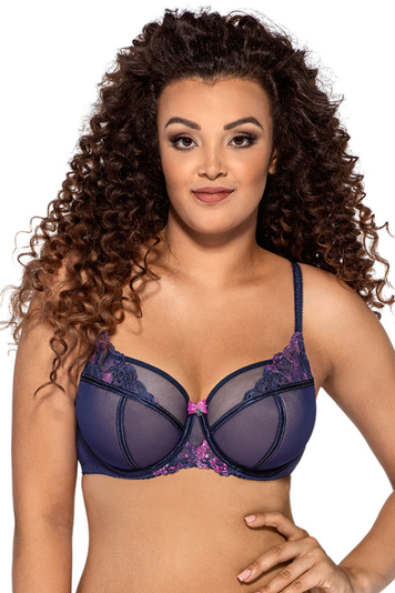 Ava stunning semi padded bra embroidered tulle 2000 Maui , Dark Blue