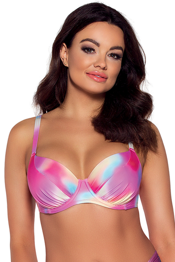 Ava underwired padded patterned bikini top SK-163 , Pastel Tie Dye