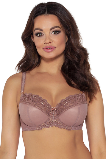 Ava underwired semi padded bra lace mesh 1992 Casabella, Brown