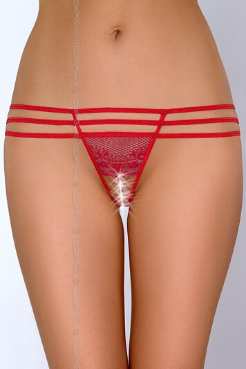 Axami V-6658 Heat women's thong open crotch lace straps matching items available, Red
