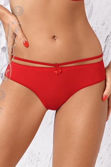 Axami V-7128 women's knickers thong plain mono colour regular waist, Red
