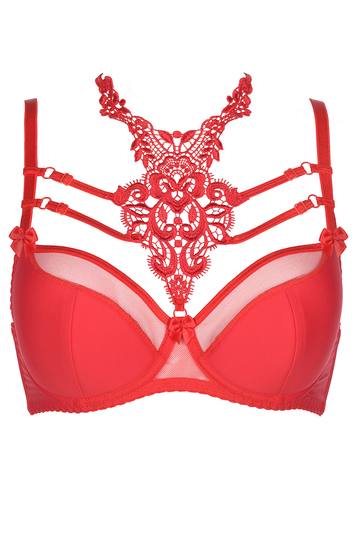 Axami Underwired Embroidered Semi Padded Bra V 8431 Red Red 7313