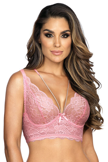 Axami underwired sexy lace half corset V-9761, Pink