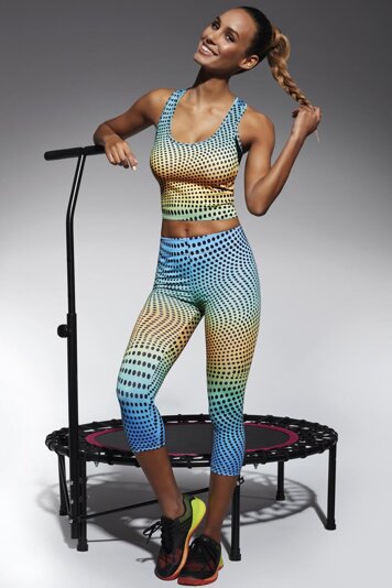 Bas Bleu Wave 70 women's sports leggings 3/4 dotted pattern - made in EU, Multicoloured
