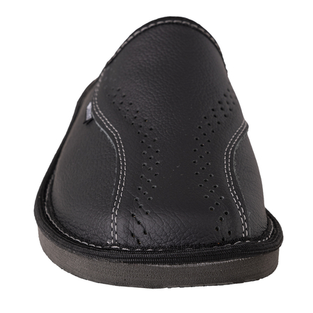 Bosaco men's leather comfortable slippers M0521-20 , Black