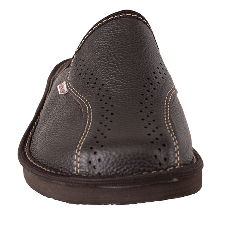 Bosaco men's leather comfortable slippers M0521-20 , Dark Brown