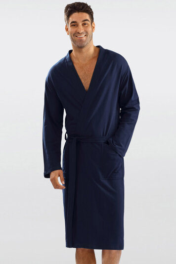 Dkaren classic mens long sleeved robe Harry, Dark Blue