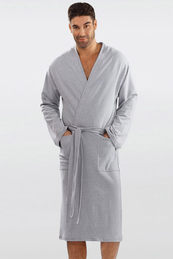 Dkaren classic mens long sleeved robe Harry, Grey