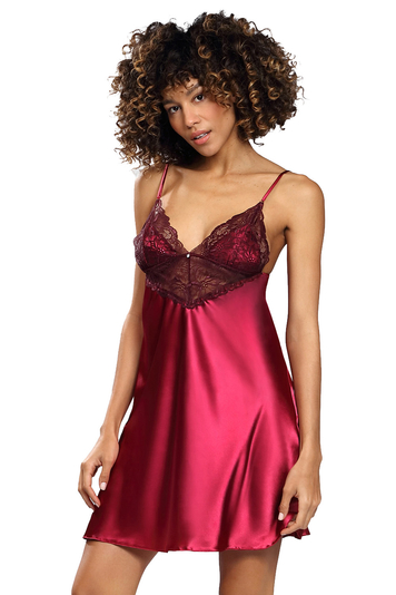 Dkaren classic nightdress floral lace Lyssa , Maroon