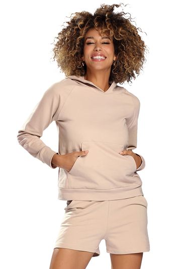 Dkaren ladies sweatsuit hoodie and shorts Koko , Beige