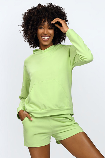 Dkaren ladies sweatsuit hoodie and shorts Koko , Light Green