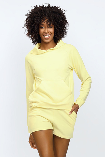 Dkaren ladies sweatsuit hoodie and shorts Koko , Yellow