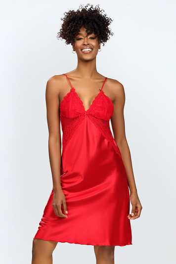 Dkaren sexy woman lace satin nightdress Alika, Red