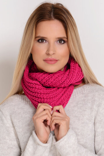 Fil'loo KM-062 women's snood woolen casual warm winter - made in EU, Dark Pink