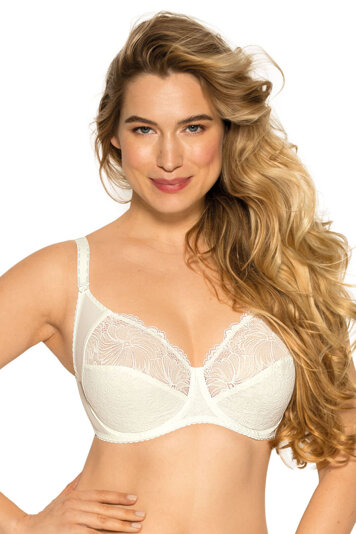 Gaia 534 Chantal lacy elegant wired non padded bra with embroidery , Beige
