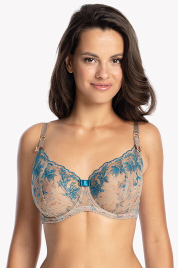 Gaia non padded bra underwired floral embroidery 1096 Laia, Beige