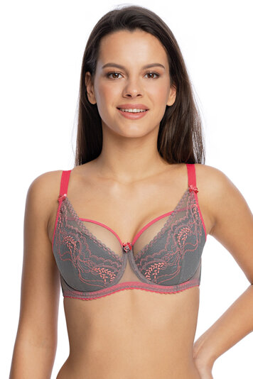 Gaia semi padded bra tulle and lace 1132 Talia , Grey