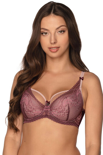 Gaia semi padded bra tulle and lace 1132 Talia , Maroon