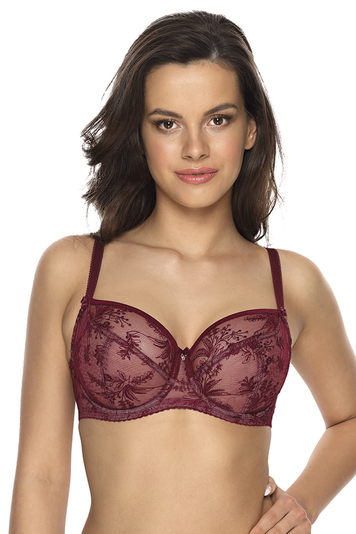 Gaia underwired floral embroidered non padded bra 1035 Jasmine, Maroon