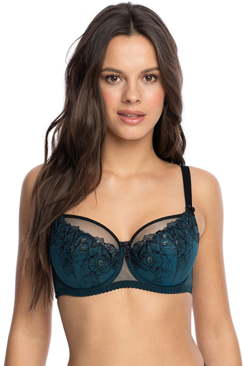 Gaia underwired floral ladies semi padded bra 1145 Kalista, Dark Turquoise