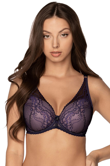 Gaia underwired lace floral push-up bra 1183 Irene , Dark Blue