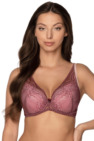 Gaia underwired lace floral push-up bra 1183 Irene , Maroon