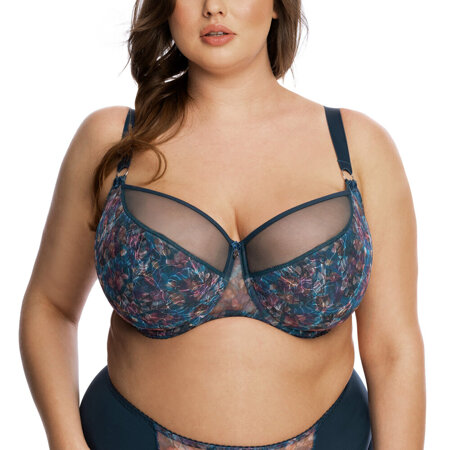 Gaia underwired patterned ladies semi padded bra 1140M Hebe Maxi , Blue