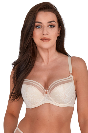 Gaia women's underwired semi-padded bra with lace 1191 Bice, Beige