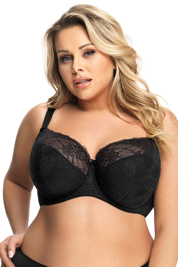 Gorsenia K357 Blanca underwired semi padded bra lace (matching briefs available), Black
