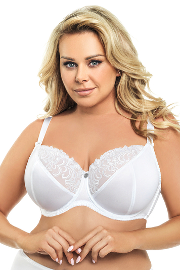 Gorsenia K378 Victoria women's underwired non padded bra with embroidery, White