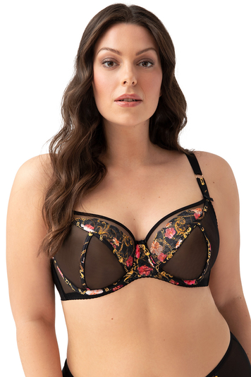 Gorsenia non padded bra underwired with embroidery K755 Chiara, Black