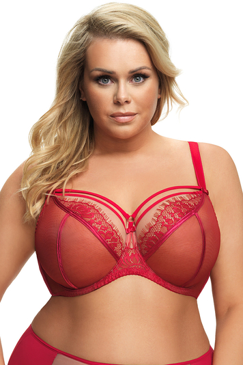 Gorsenia underwired lace non padded bra K496 Paradise, Red